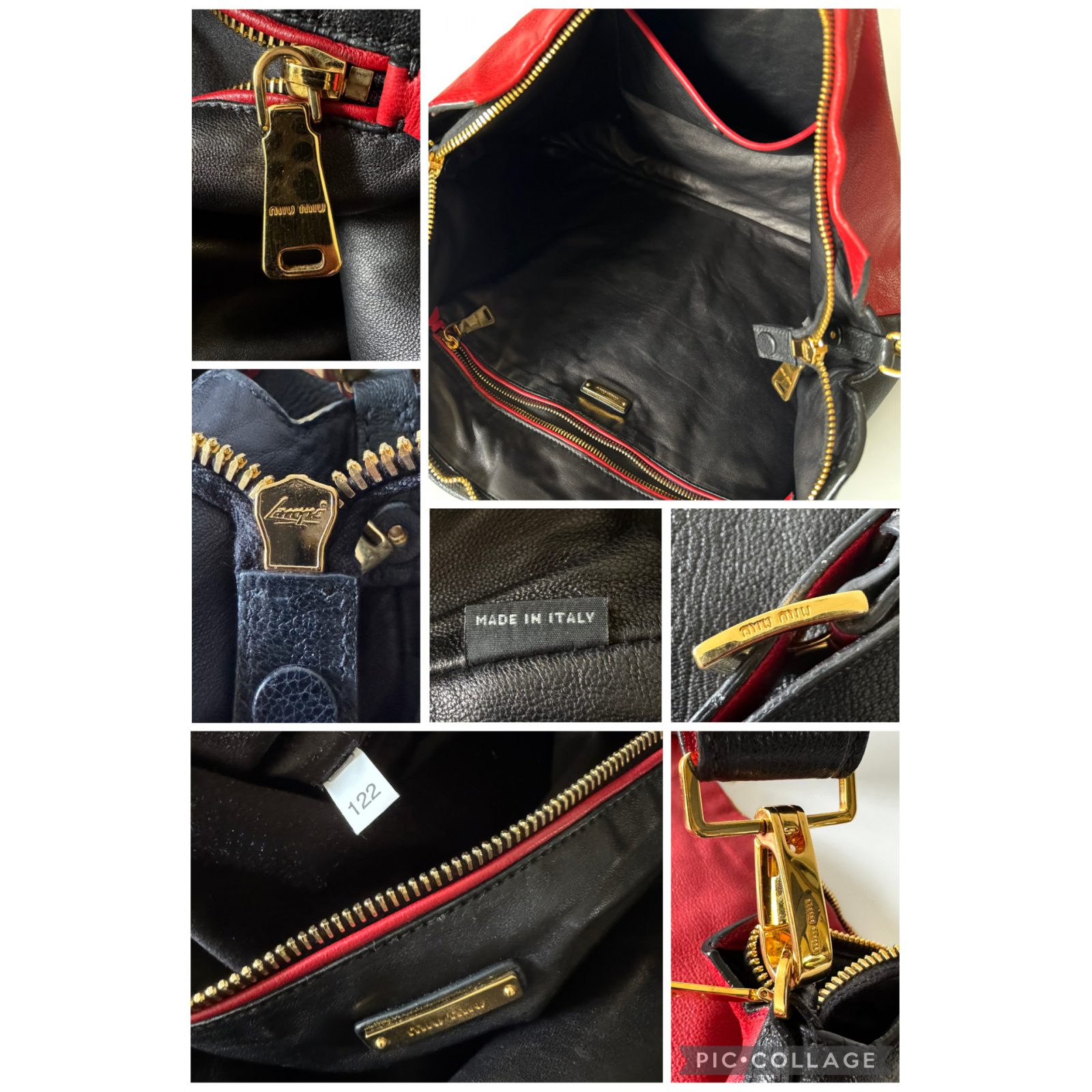 MIU MIU Cloud Madras Bi-Colore Leather Shoulder Bag - Dwukolorowa Skórzana Torebka