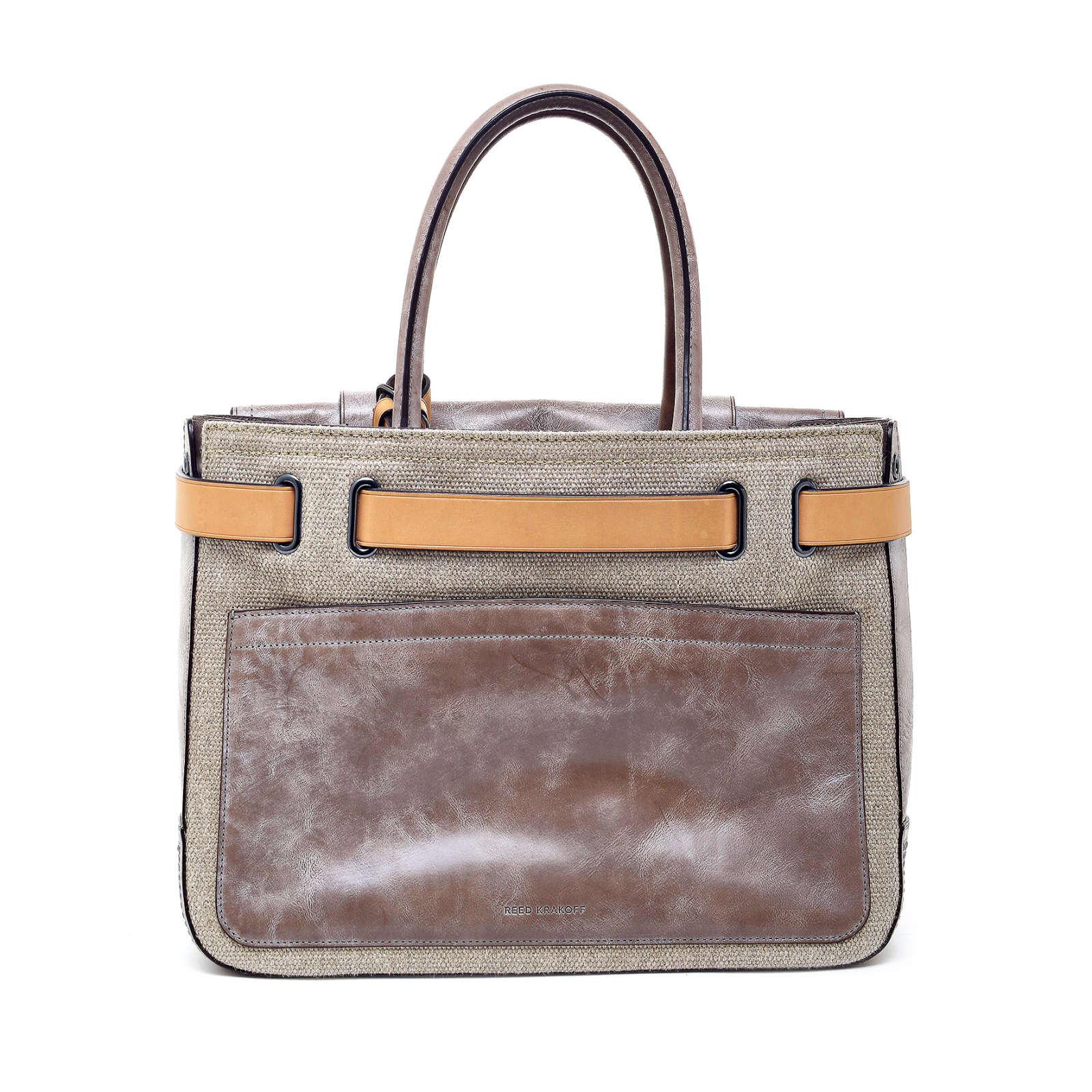 Boxer  leather and linen tote