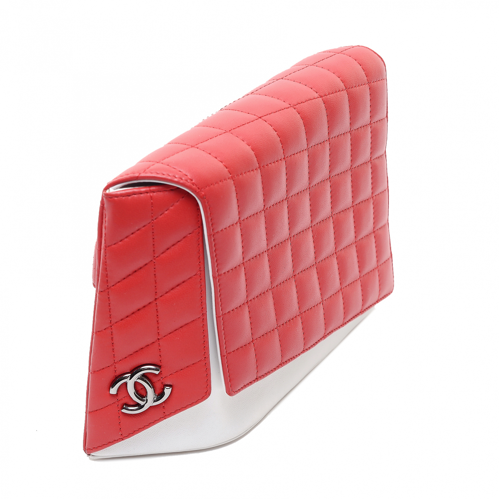 Chanel Red/White Quilted Lambskin Leather Fresh Air Clutch Bag