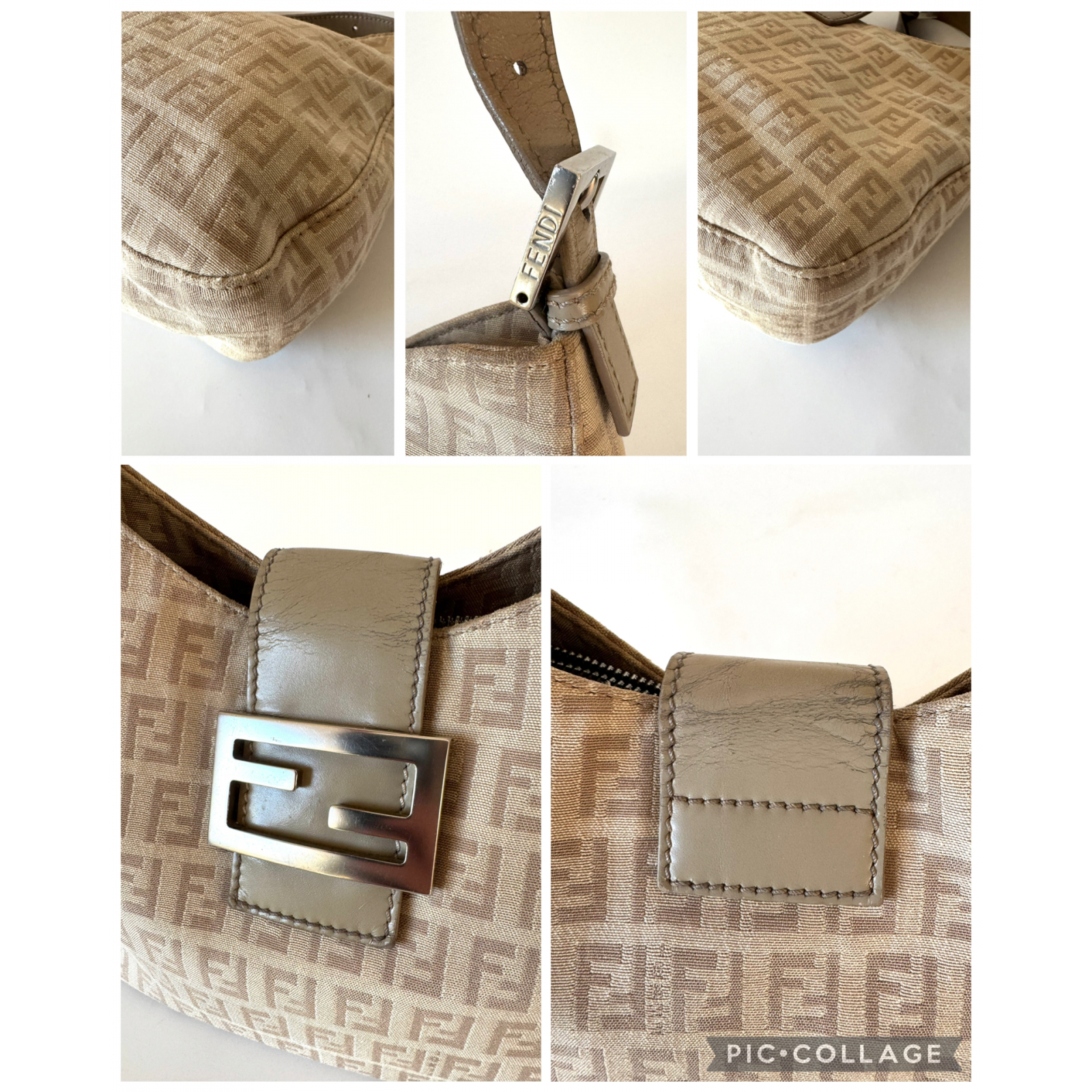 FENDI Vintage Zucca Canvas Zucchino Print Baguette Hobo Shoulder Bag – torebka