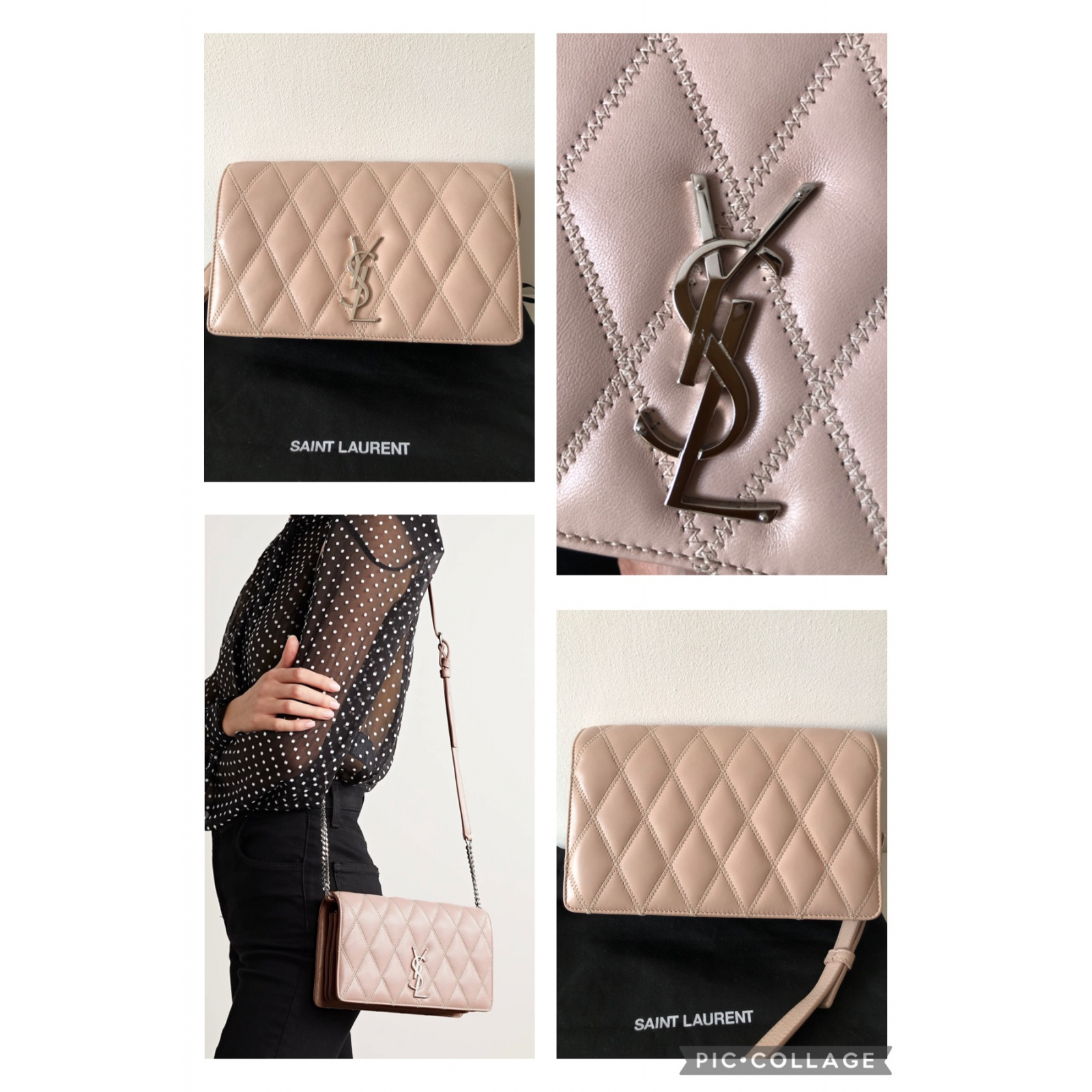 SAINT LAURENT Angie Quilted Crossbody Bag - torebka