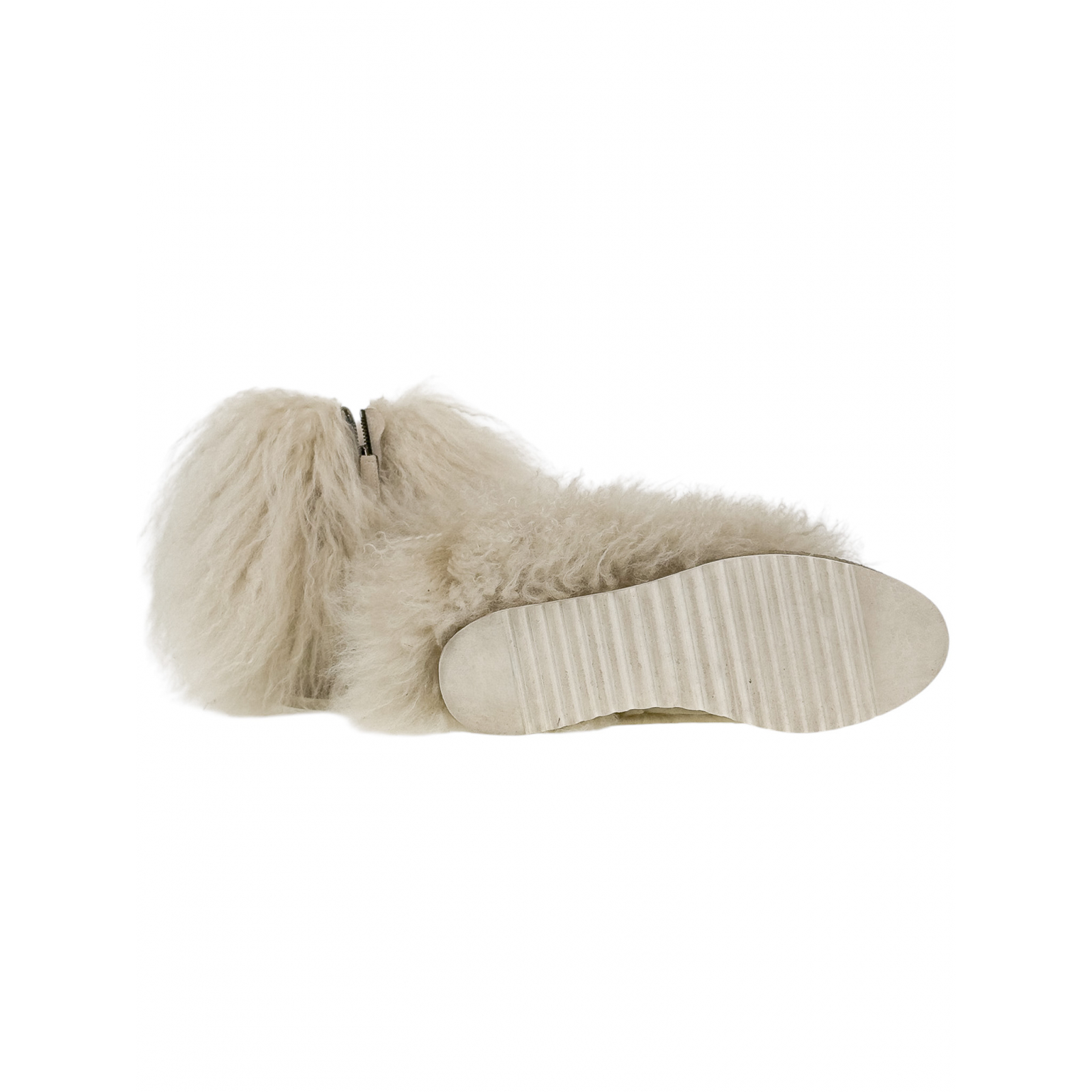 Botki na koturnie obszyte futrem lamy