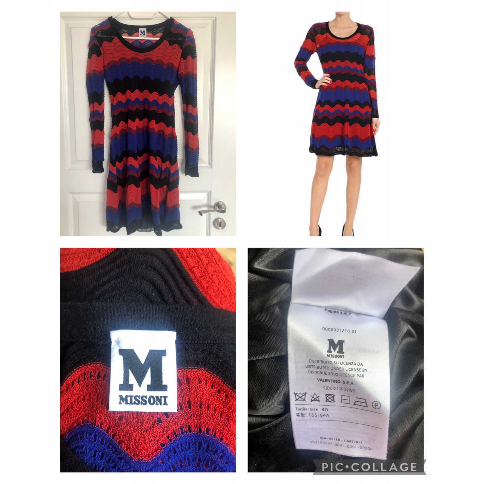 M MISSONI Multicolor Chevron Dress - sukienka