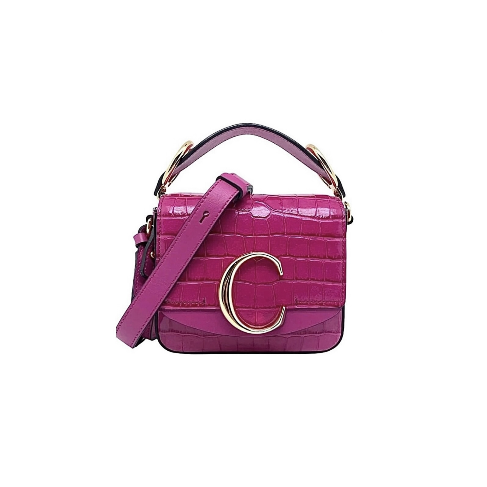 CHLOÉ Croc-Embossed Mini C Bag – torebka