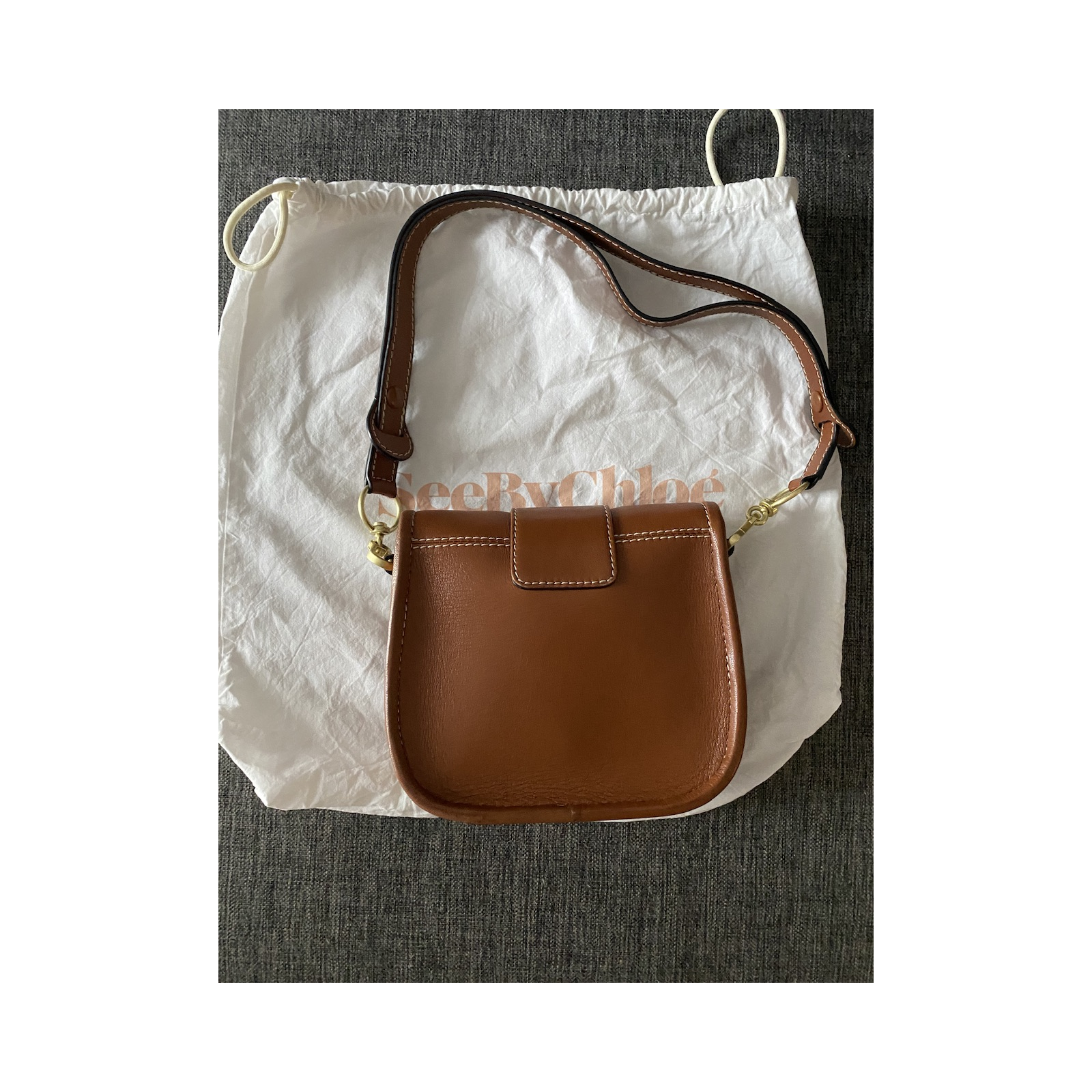 See by Chloé Brown Saddie Leather Shoulder Bag Camel