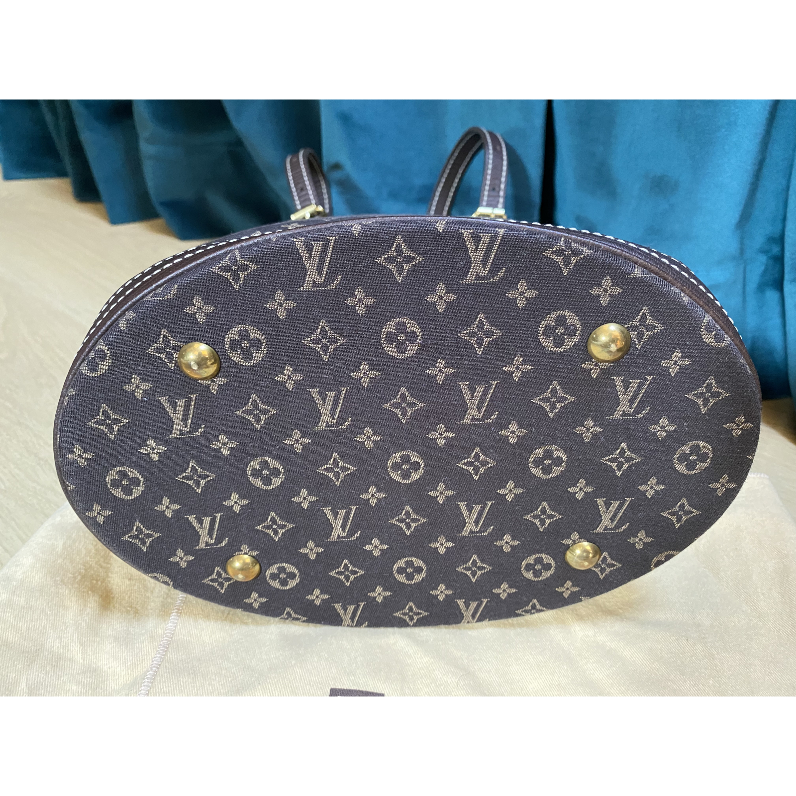 Torebka Louis Vuitton Brown Ebene Monogram Mini Lin Canvas Petit Bucket