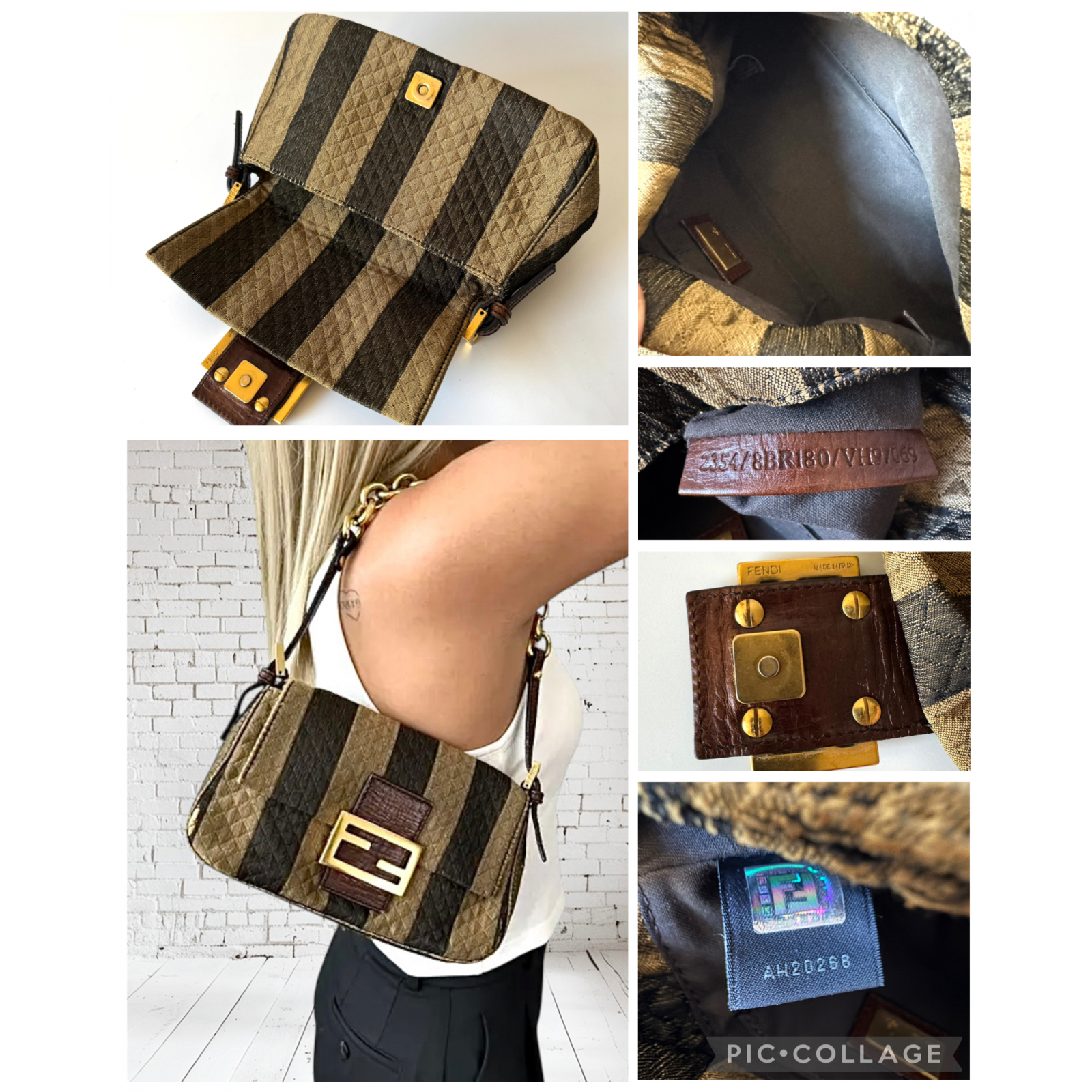 FENDI Vintage Pequin Quilted Mini Mamma Baguette Bag - torebka