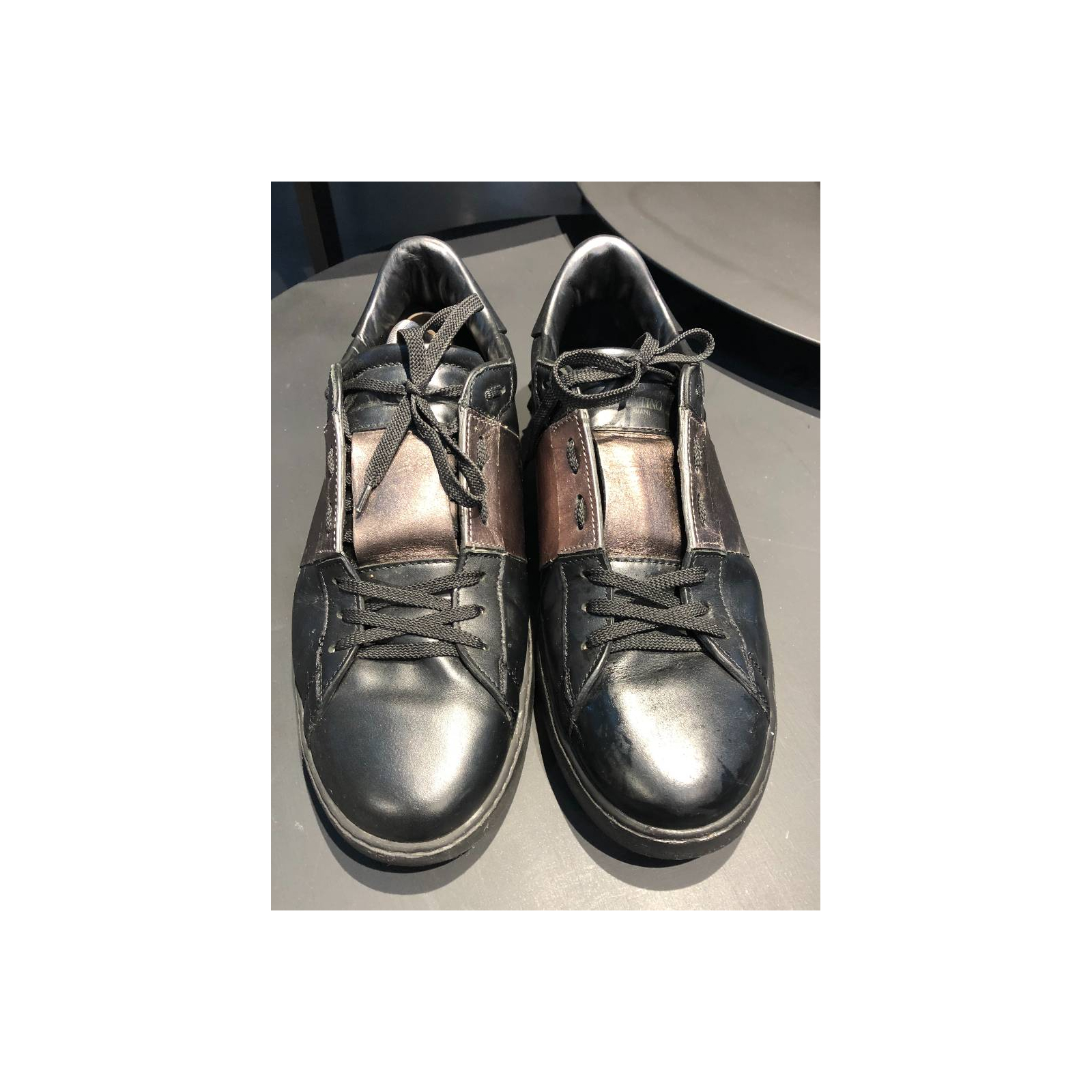 Valentino Garavani Open Striped Leather Sneakers