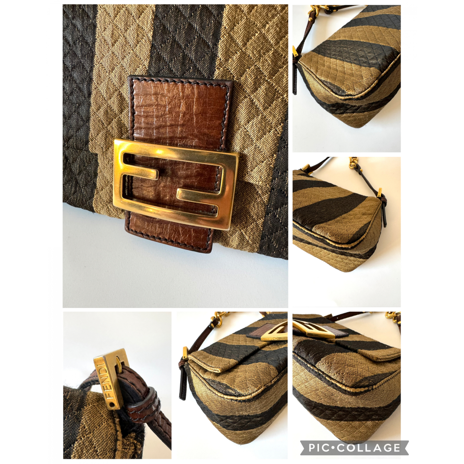 FENDI Vintage Pequin Quilted Mini Mamma Baguette Bag - torebka