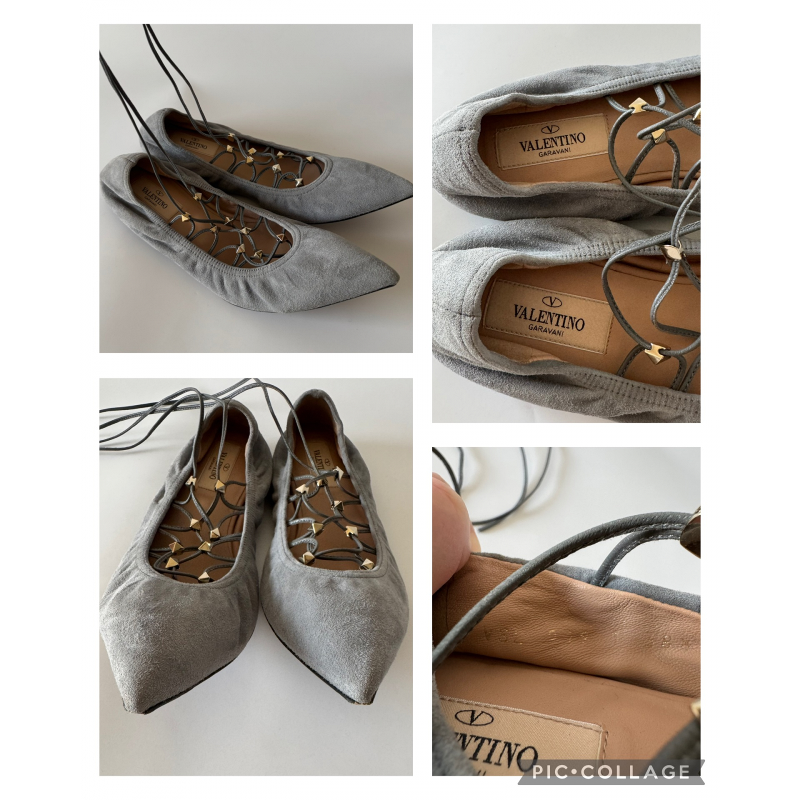 VALENTINO GARAVANI Lace-up Gladiator Ballet Flats - baleriny