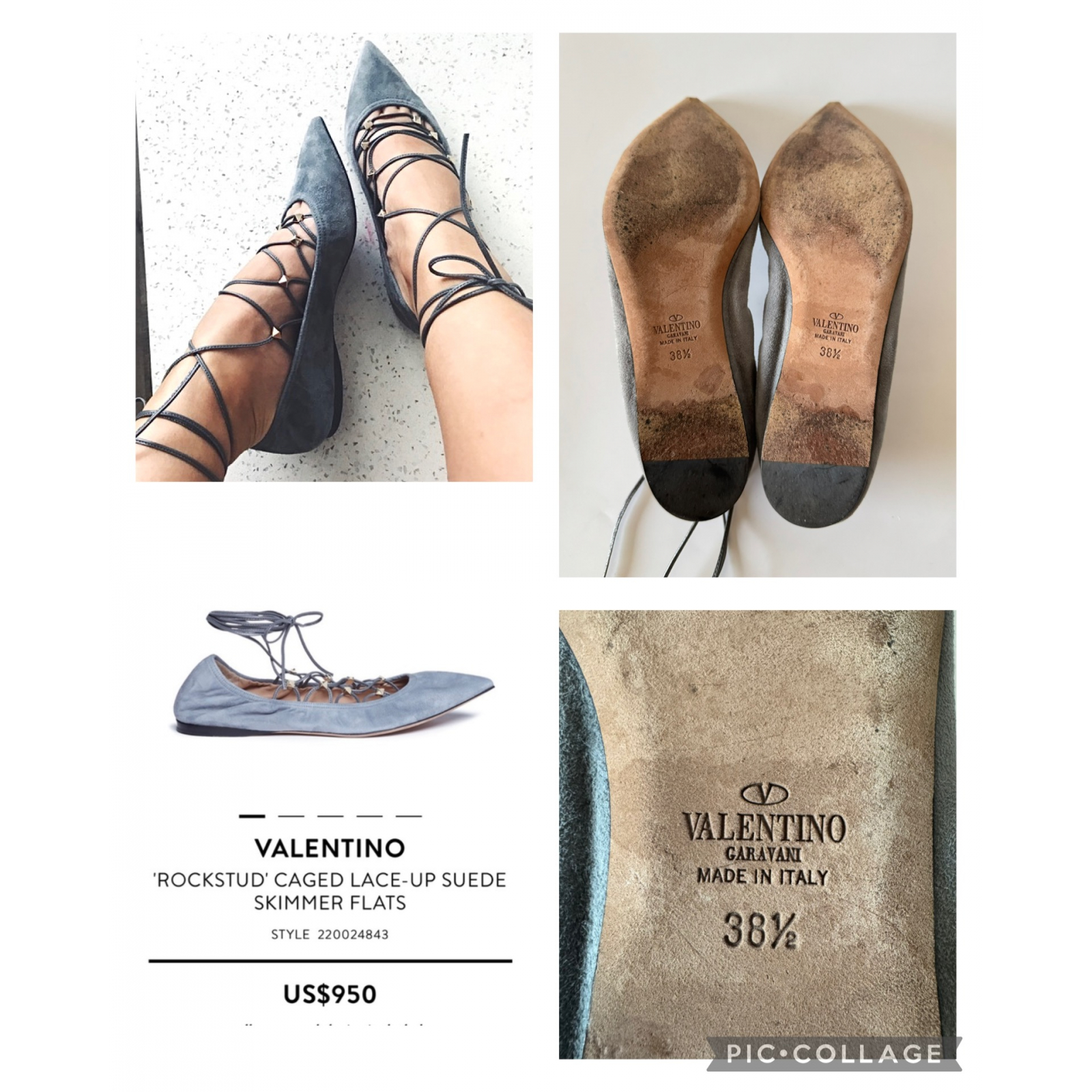 VALENTINO GARAVANI Lace-up Gladiator Ballet Flats - baleriny