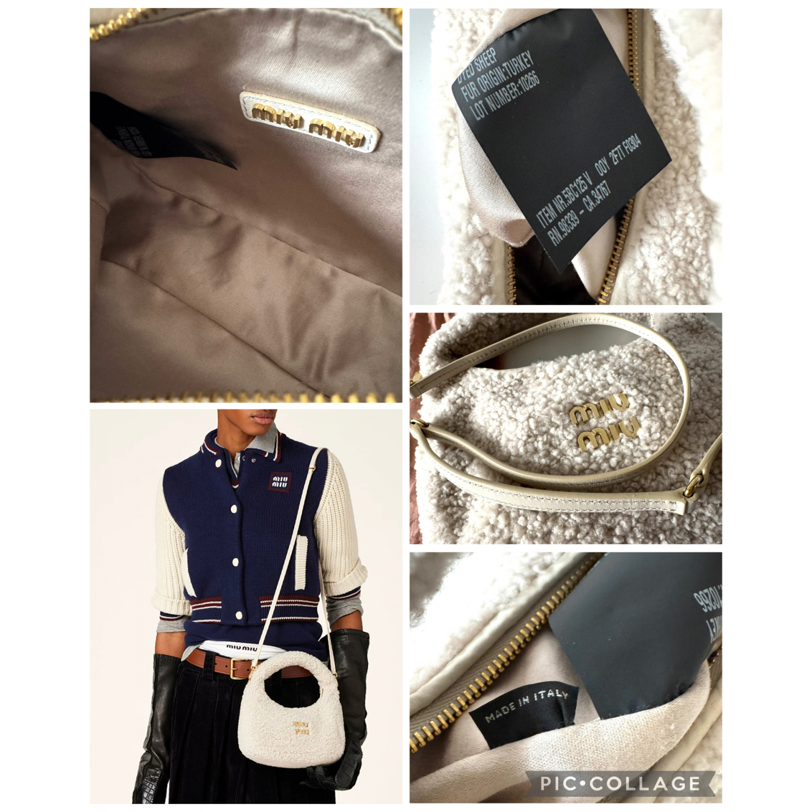 MIU MIU Wander Small Shearling Shoulder bag - torebka