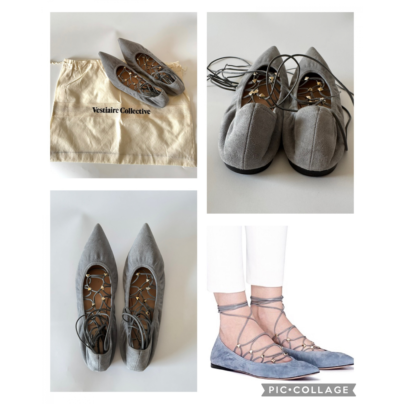 VALENTINO GARAVANI Lace-up Gladiator Ballet Flats - baleriny