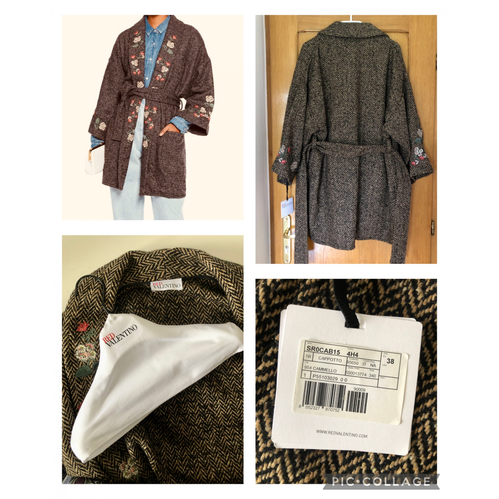RED VALENTINO Herringbone Tweed Coat - płaszcz, kardigan