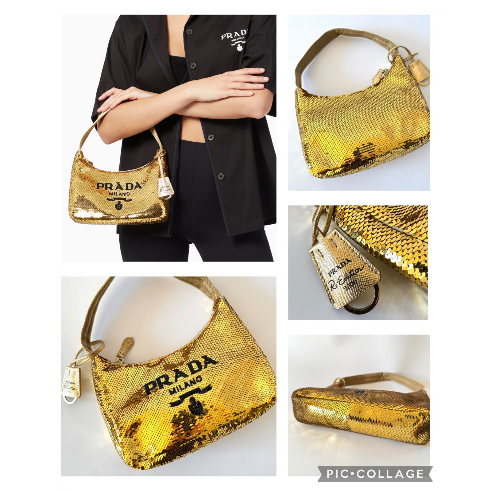PRADA Re-Edition 2000 Mini Sequined Bag - torebka