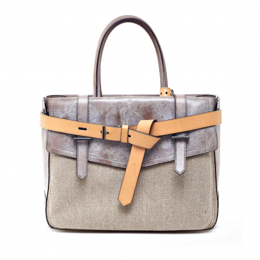 Boxer  leather and linen tote