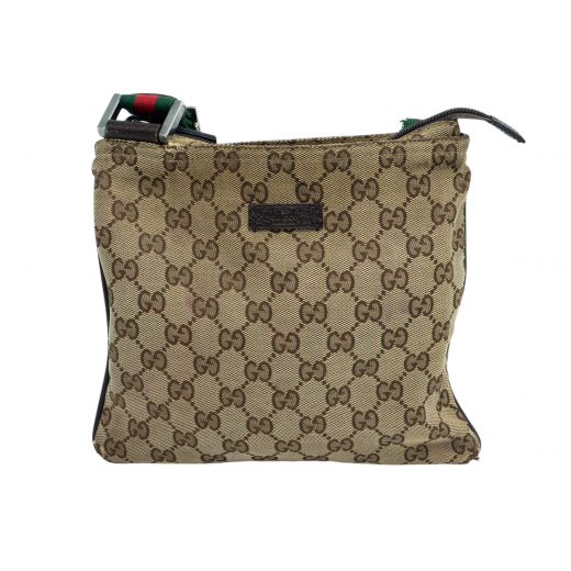 Gucci GG 146309 Sherry Pattern Crossbody Shoulder Bag Brown Canvas