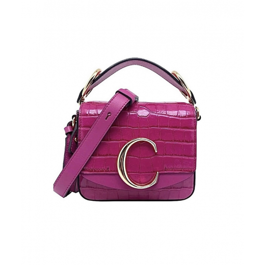 CHLOÉ Croc-Embossed Mini C Bag – torebka