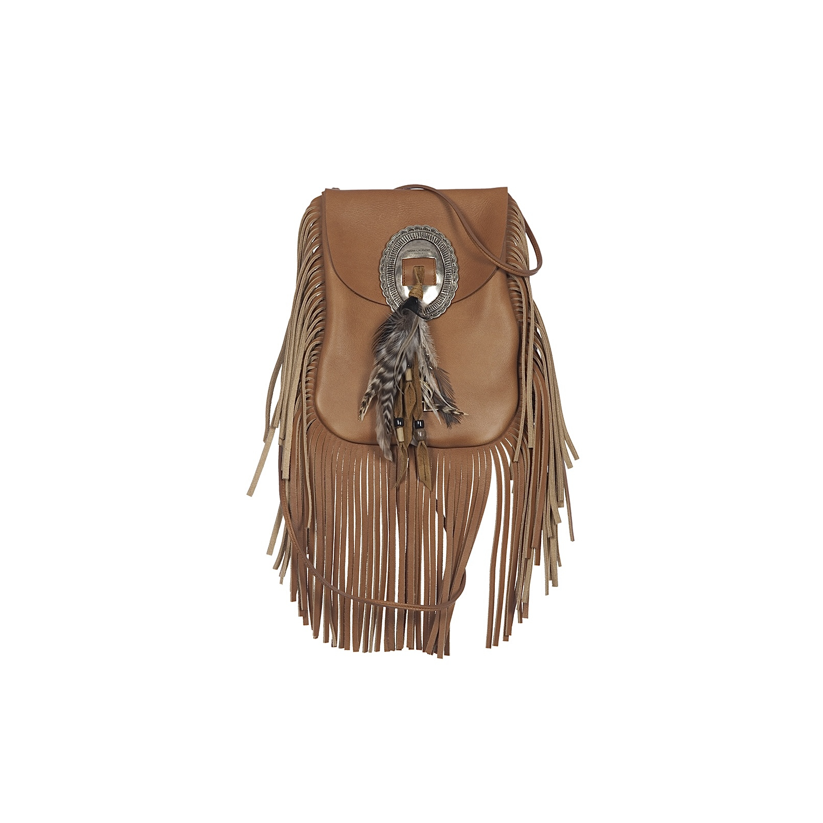 YSL SAINT LAURENT Anita Fringe Boho Flap Bag - torebka