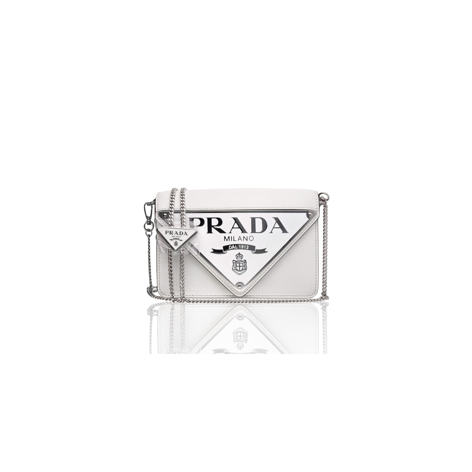 PRADA Mini Leather Crossbody Bag with triangle logo plaque - torebka