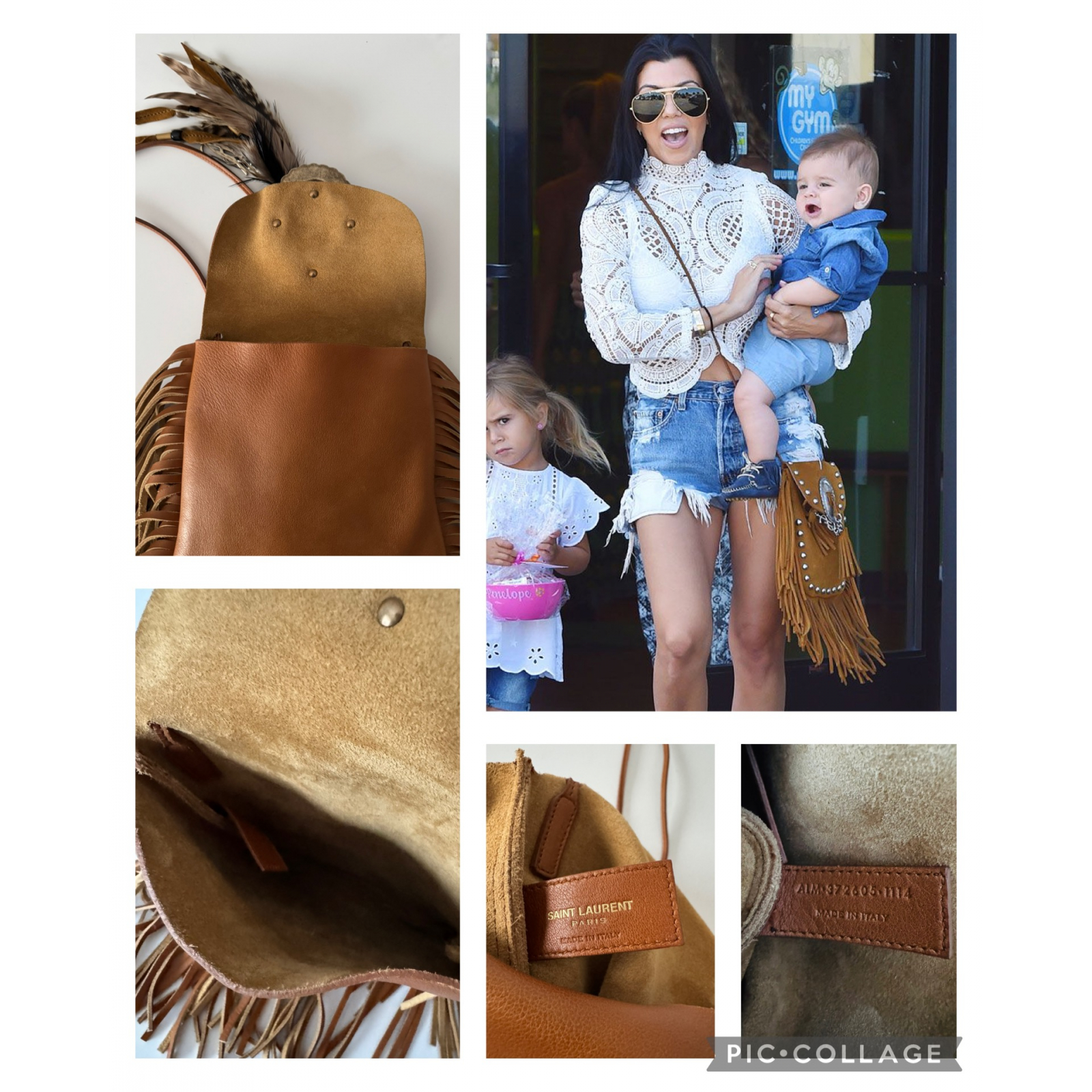 YSL SAINT LAURENT Anita Fringe Boho Flap Bag - torebka